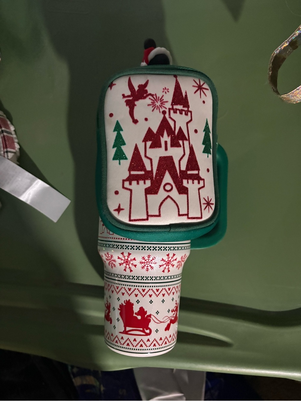 Disney Parks 2025 Christmas Santa Mickey Tumbler Steel Cup Topper Pouch 30oz NEW
